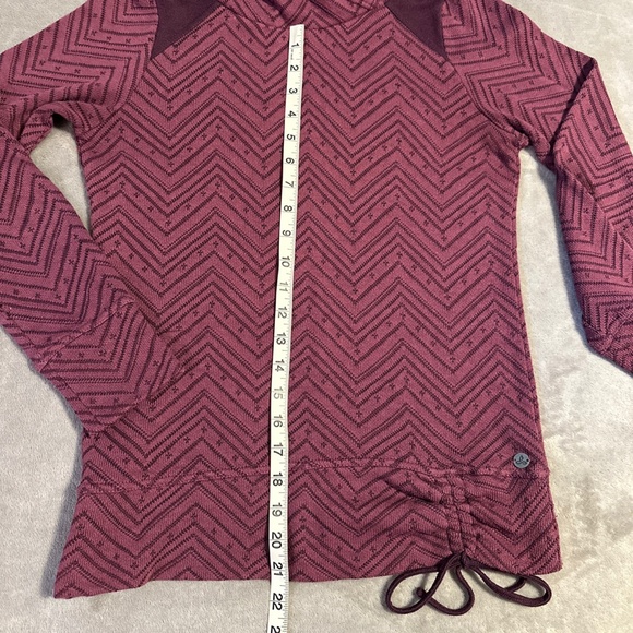 prAna Women's Leland Hoodie Long Sleeve Pullover Knit Sweater In Sangria Size XS - Picture 2 of 6